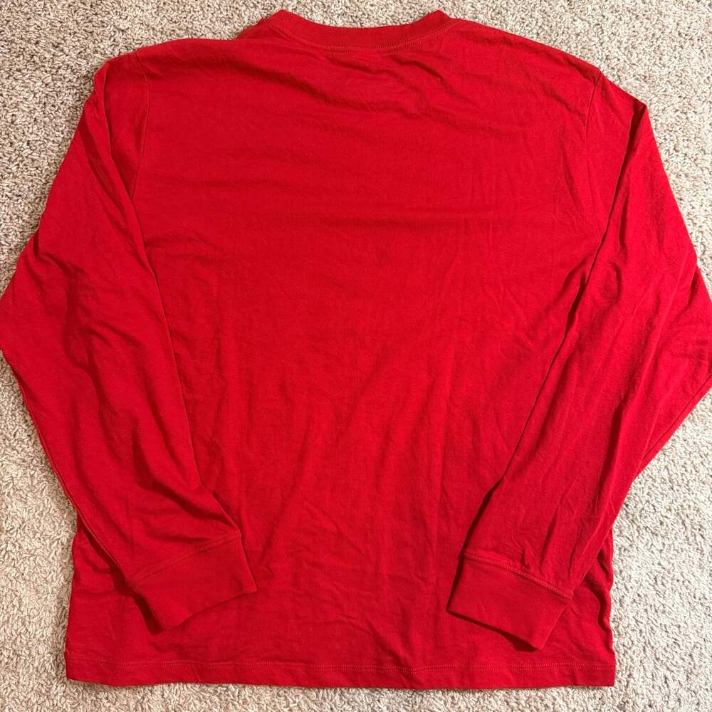 American Eagle Long Sleeve Shirt Mens Large Red Super Soft Standard Fit Logo Tee - Picture 2 of 6